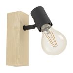 Eglo Wandleuchte Townshend 3 Holz Stahl Schwarz | IP20 - Geeignet für 1x E27