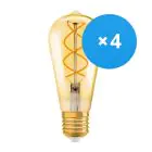 Mehrfachpackung 4x Osram Vintage 1906 LED E27 Birne Gold 4W 300lm - 820 Extra Warmweiß | Ersatz Für 25W
