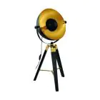 Eglo Tischlampe Covaleda Holz Stahl Schwarz Gold | IP20 - Geeignet für 1x E27 