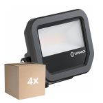 Lot 4x Ledvance Projecteur LED Aluminium Noir 8W 1200lm 100D - 840 Blanc Froid | IP66 - Symétrique